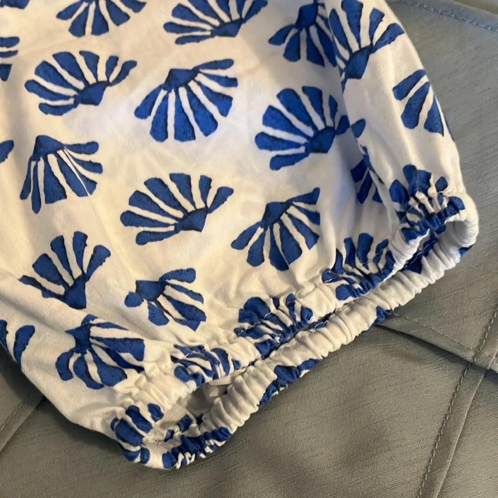 J Crew blue & white ginkgo pattern dress 10 EUC cottagecore